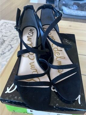 Sam Edelman Black Suede Strappy Heels